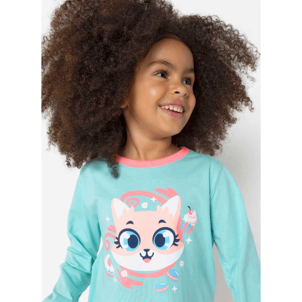 Pijama Manga Longa Algodão Menina Raposa Confeiteira - 2