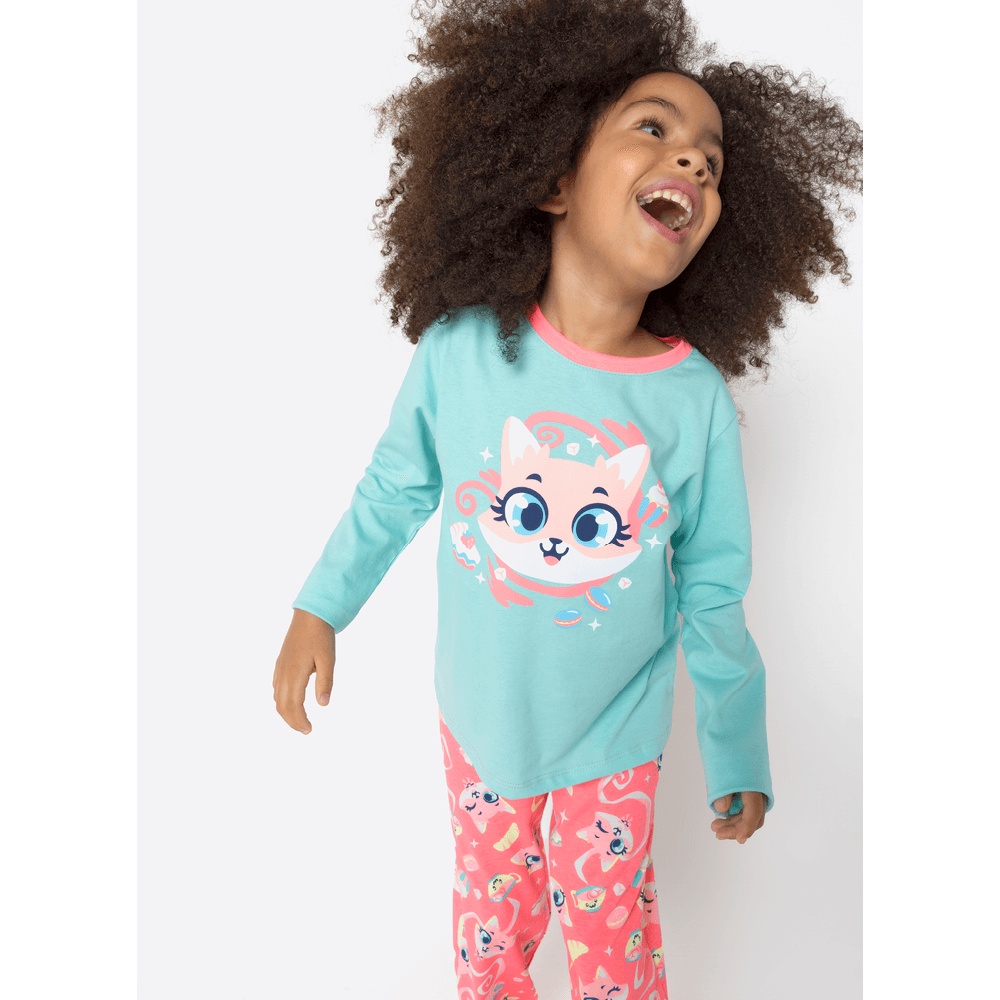 Pijama Manga Longa Algodão Menina Raposa Confeiteira - 1