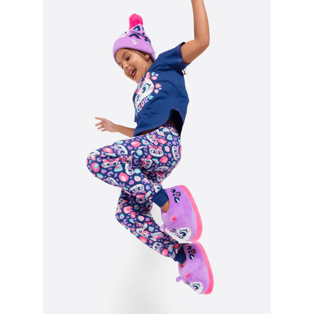 Pijama Manga Curta Viscolycra Menina Onça - 1