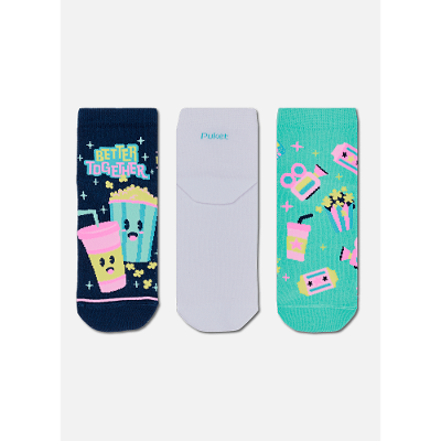 Kit com 3 Meias Cano Curto Feminina Cinema