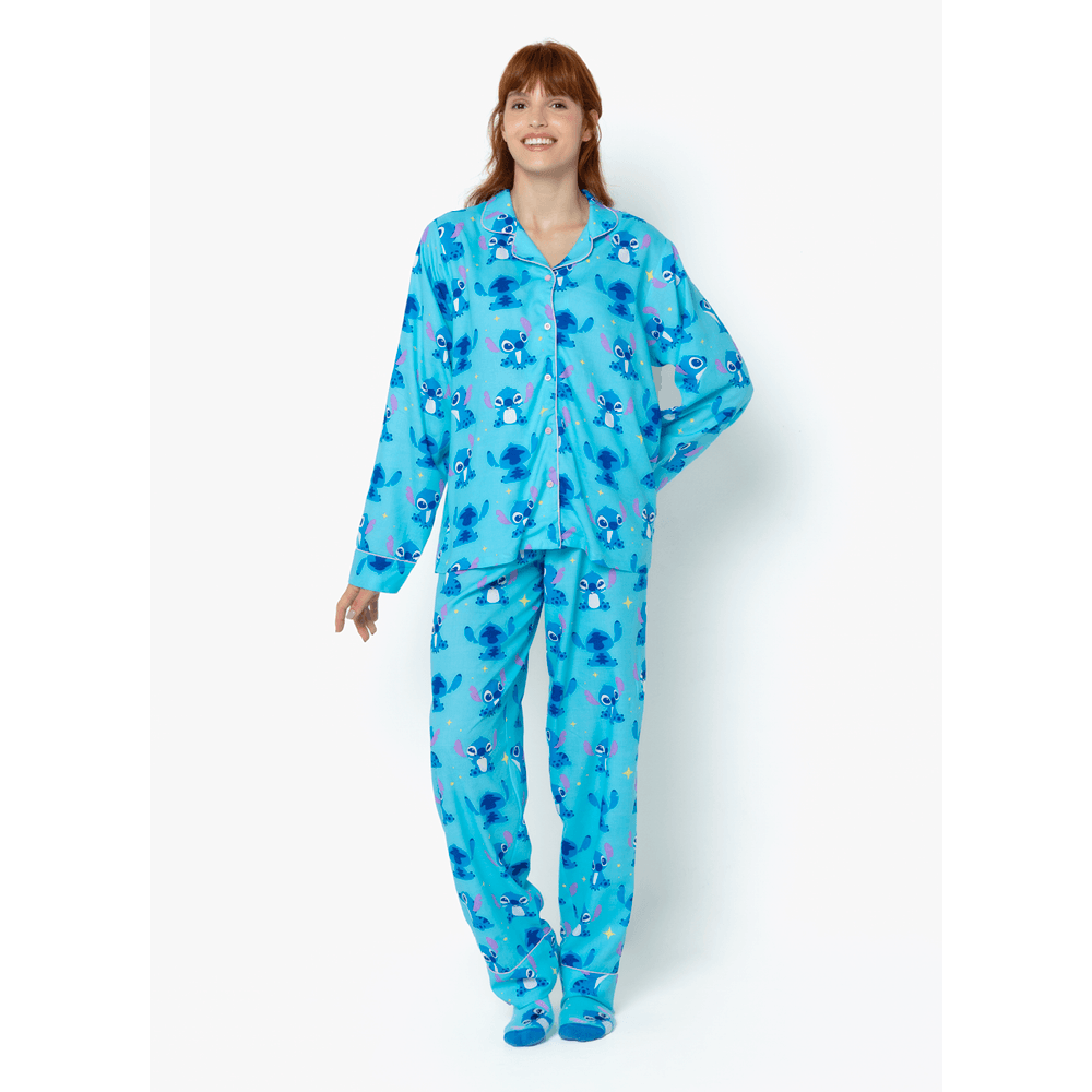 Pijama Manga Longa Viscose Feminino Stitch - 1