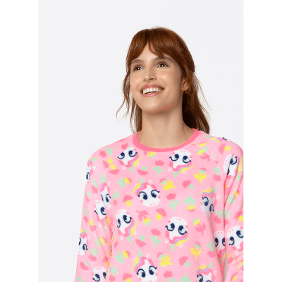 Pijama Manga Longa Soft Feminino Unicórnio Encantado