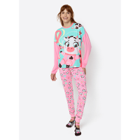Pijama Manga Longa Viscolycra Feminino Vaca Chocolate - 1