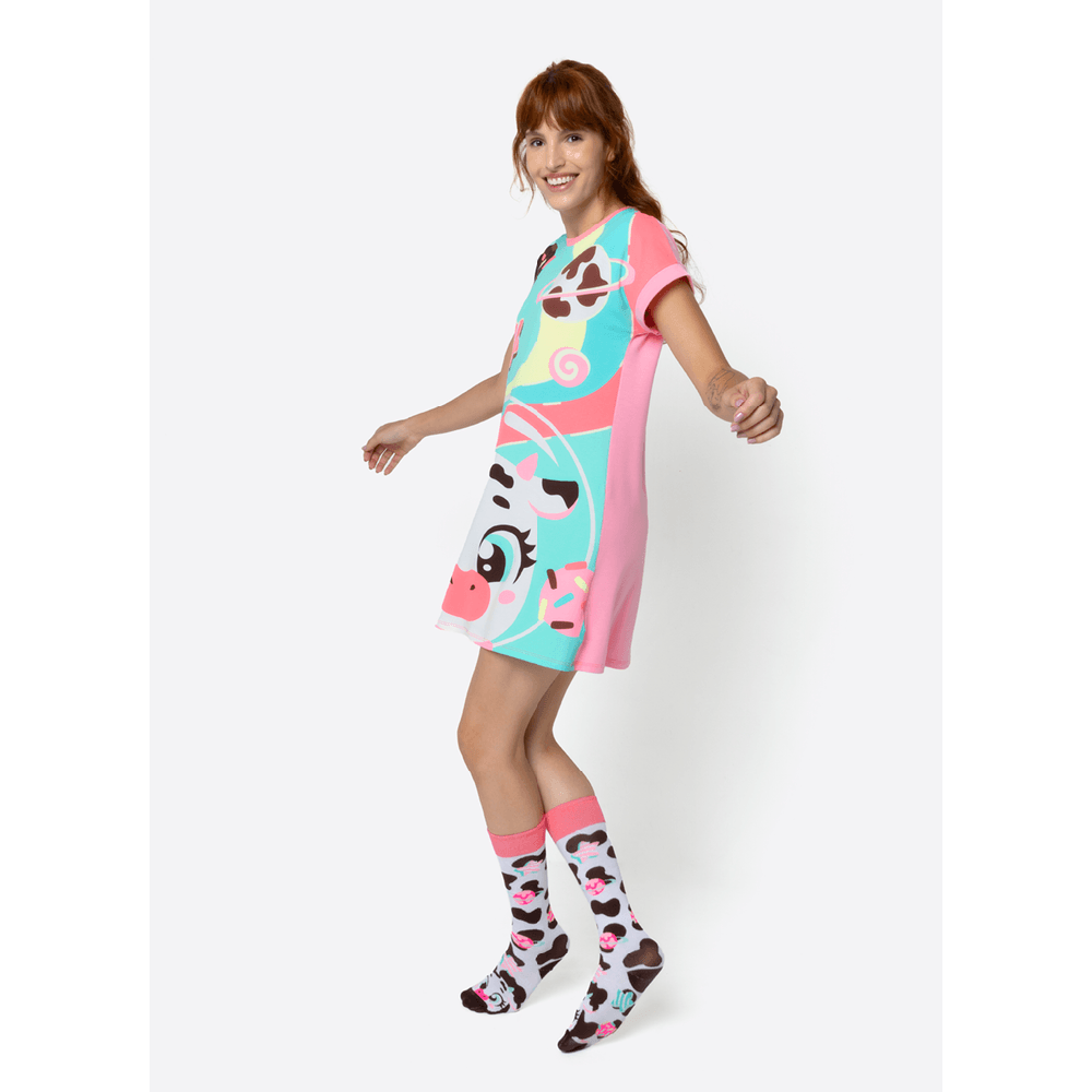 Camisola Manga Curta Viscolycra Feminina Vaca Chocolate - 1