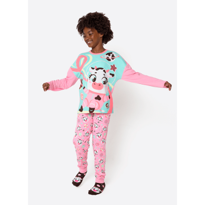 Pijama Manga Longa Viscolycra Menina Teen Vaca Chocolate