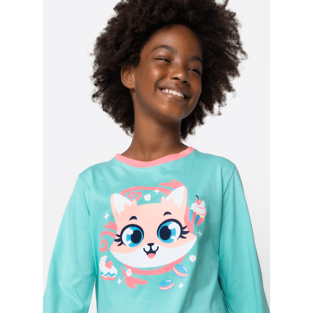 Pijama Manga Longa Algodão Menina Teen Raposa Confeiteira - 2