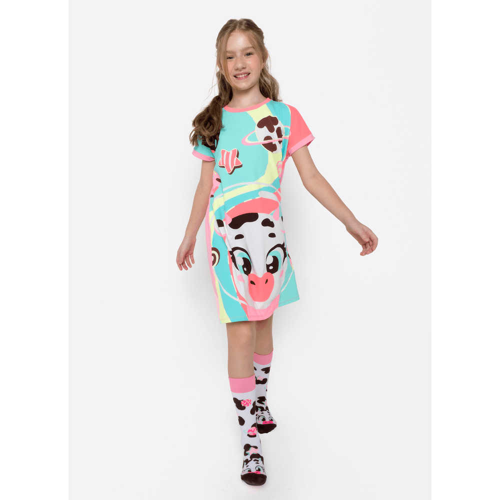 Camisola Manga Curta Viscolycra Menina Teen Vaca Chocolate - 1