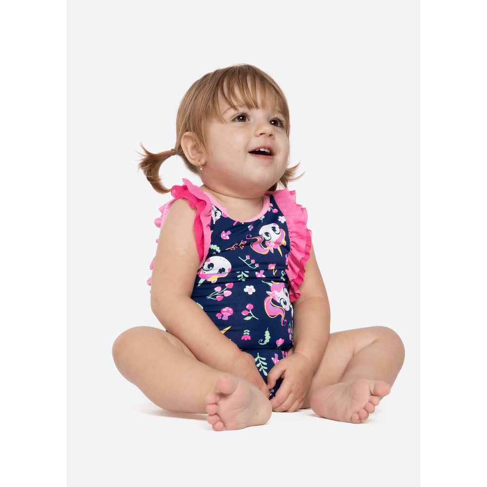 Maiô Com Proteção Solar Bebê Menina Unicórnio Encantado - 1