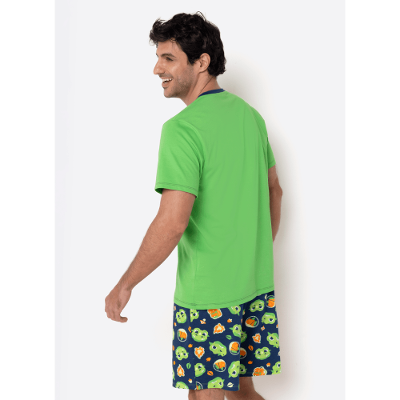 Pijama Manga Curta Algodão Masculino Dragão Camping