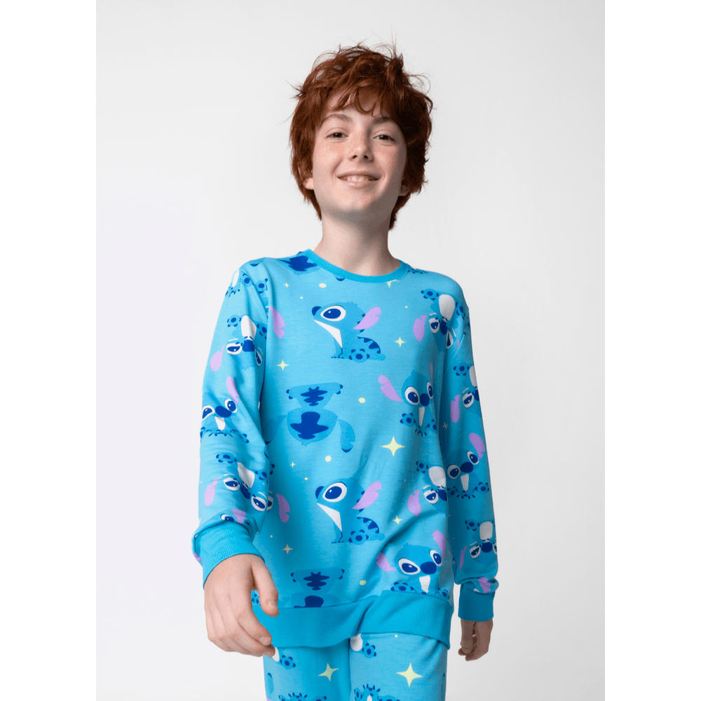 Pijama Manga Longa Ultra Visco Menino Teen Stitch - 3