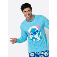 Pijama Manga Longa Algodão Masculino Stitch - 1