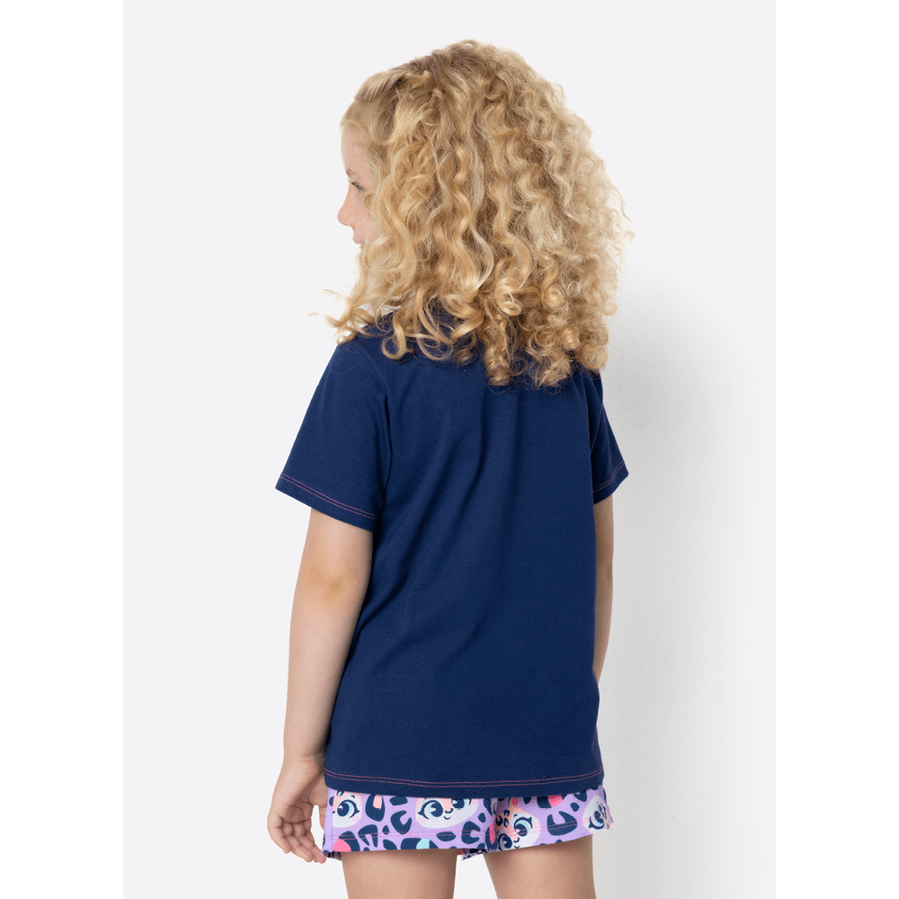 Pijama Manga Curta Algodão Menina Onça - 3