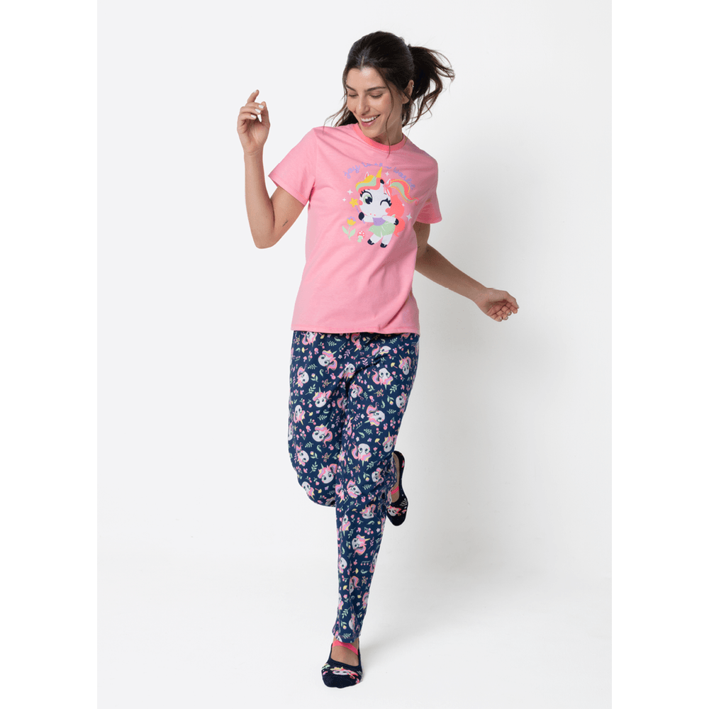 Pijama Manga Curta Feminino Unicórnio Encantado - 1