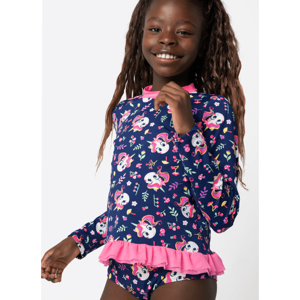 Camiseta Com Proteção Solar Menina Teen Unicórnio Encantado - 1