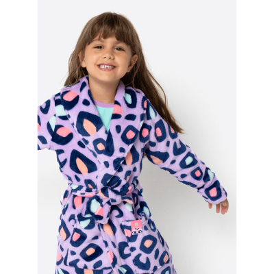 Roupão Manga Longa Soft Menina Onça