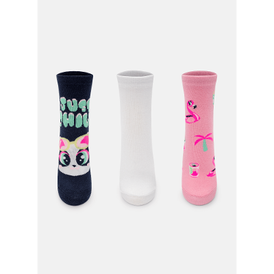 Kit com 3 meias Feminina Panda Miami