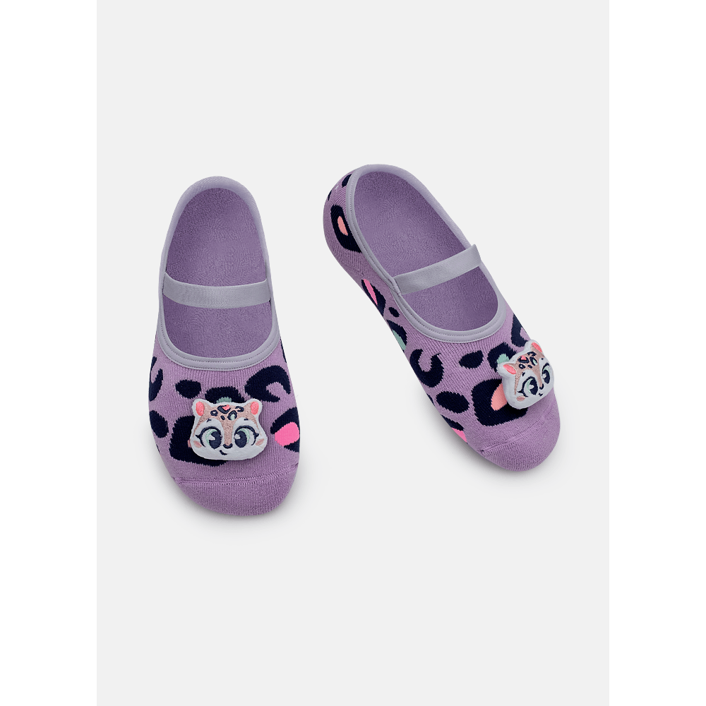 Meia Sapatilha Antiderrapante Feminina Aplique com LED Onça - 1