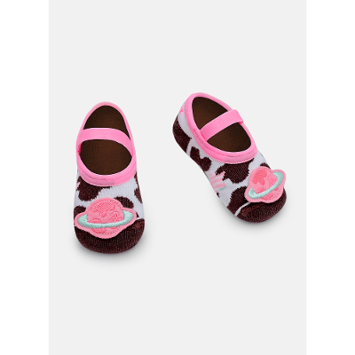 Meia Sapatilha Bebê Menina Vaca Chocolate