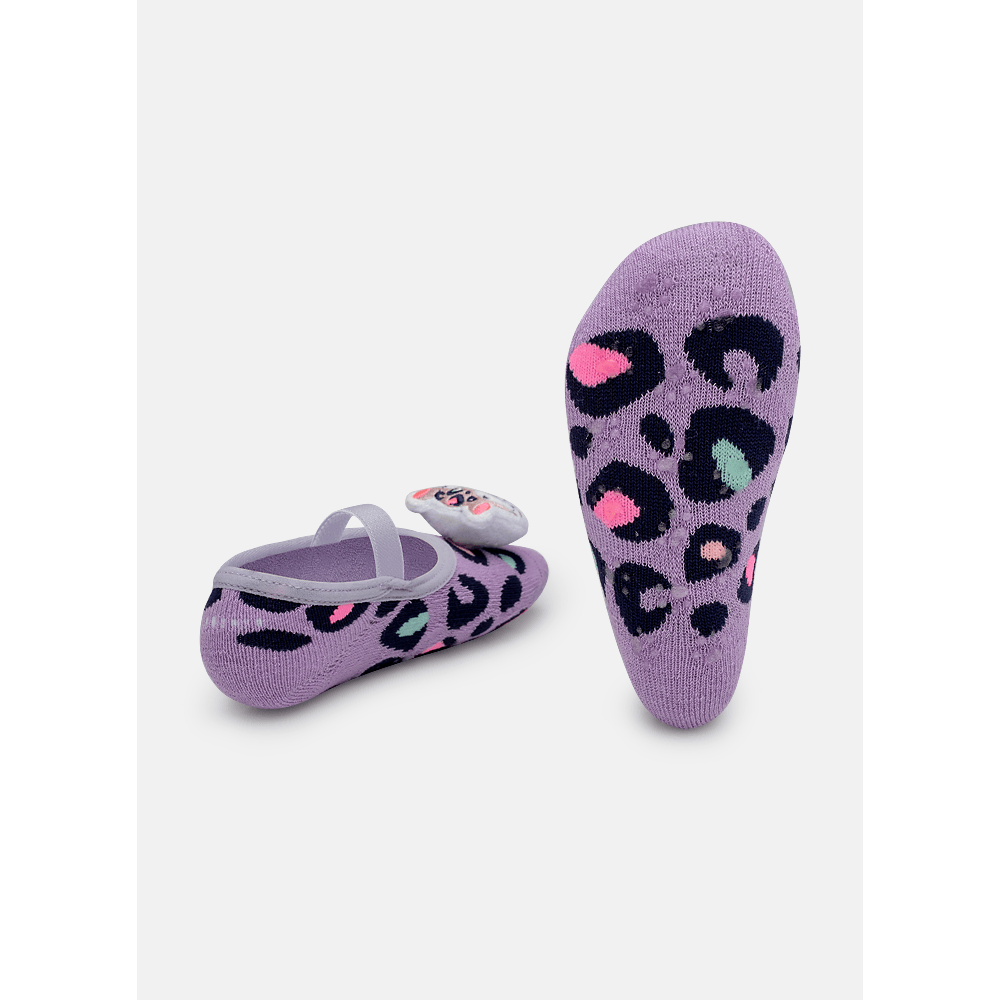 Meia Sapatilha Antiderrapante Bebê Menina Aplique com LED Onça - 2