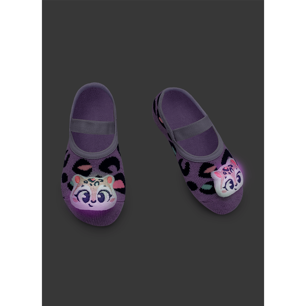 Meia Sapatilha Antiderrapante Bebê Menina Aplique com LED Onça - 3