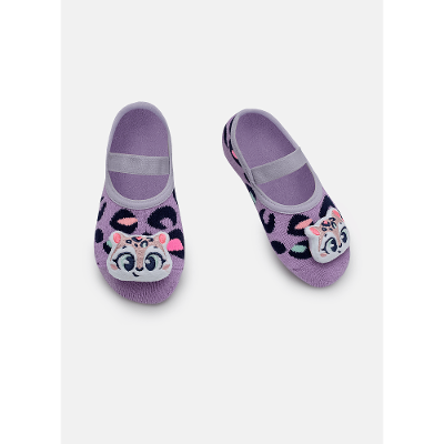 Meia Sapatilha Antiderrapante Bebê Menina Aplique com LED Onça