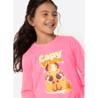 Pijama Manga Longa Algodão Menina Capivara Vibes - 2