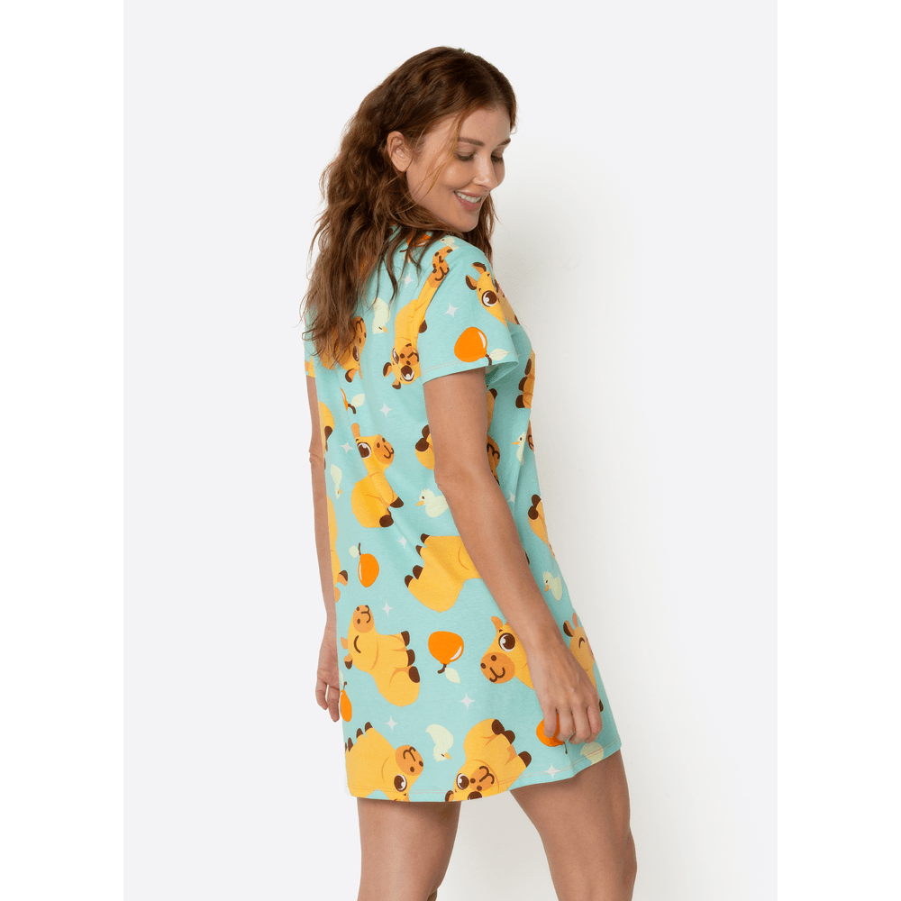 Camisola Manga Curta Algodão Feminina Capivara Vibes - 3