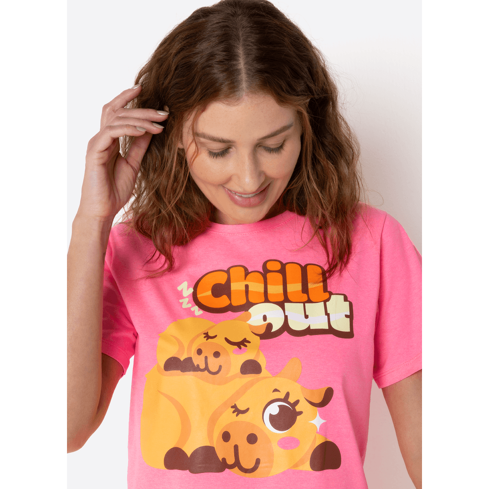 Pijama Manga Curta Feminino Capivara Vibes - 2