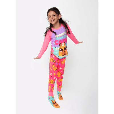 Pijama Manga Longa Viscolycra Menina Capivara Vibes