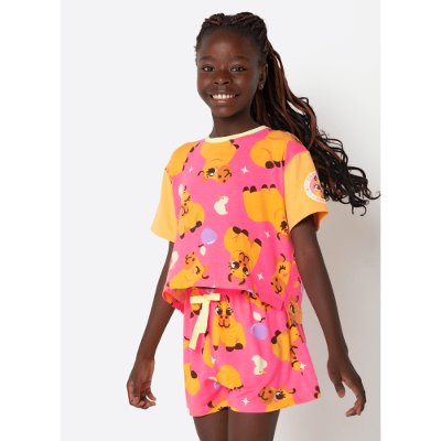 Pijama Manga Curta Viscolycra Menina Teen Capivara Vibes