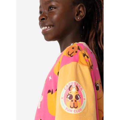 Pijama Manga Curta Viscolycra Menina Teen Capivara Vibes