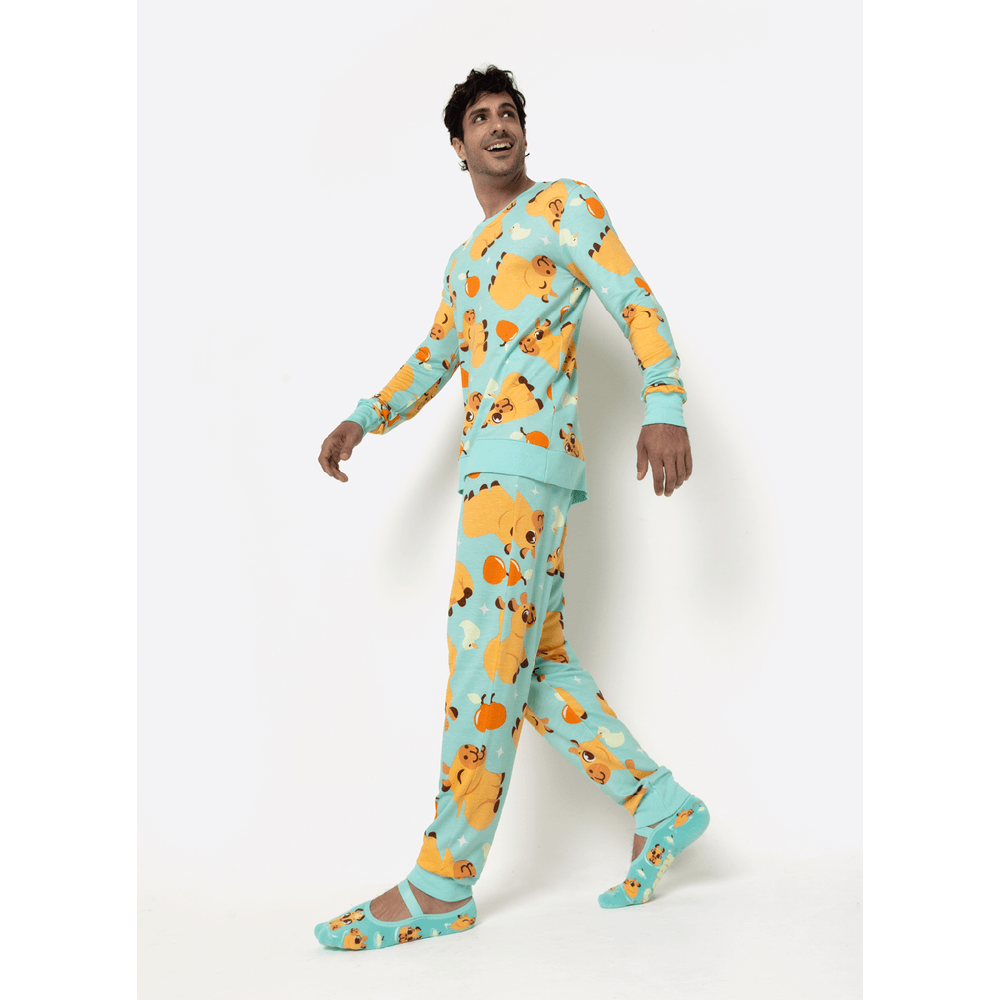 Pijama Manga Longa Ultra Visco Unissex Adulto Capivara Vibes - 2