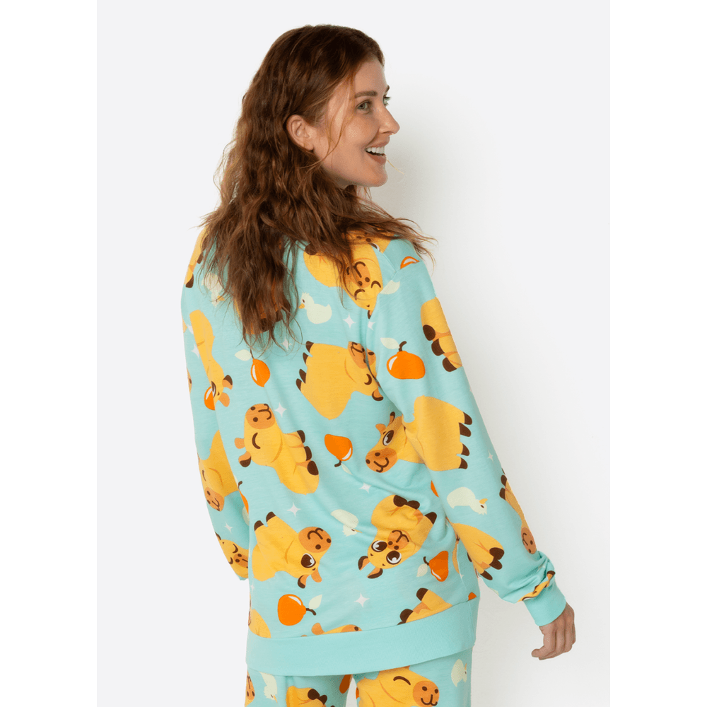 Pijama Manga Longa Ultra Visco Unissex Adulto Capivara Vibes - 5