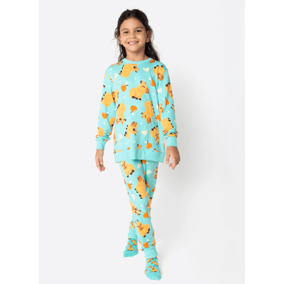 Pijama Manga Longa Ultra Visco Unissex Kids Capivara Vibes
