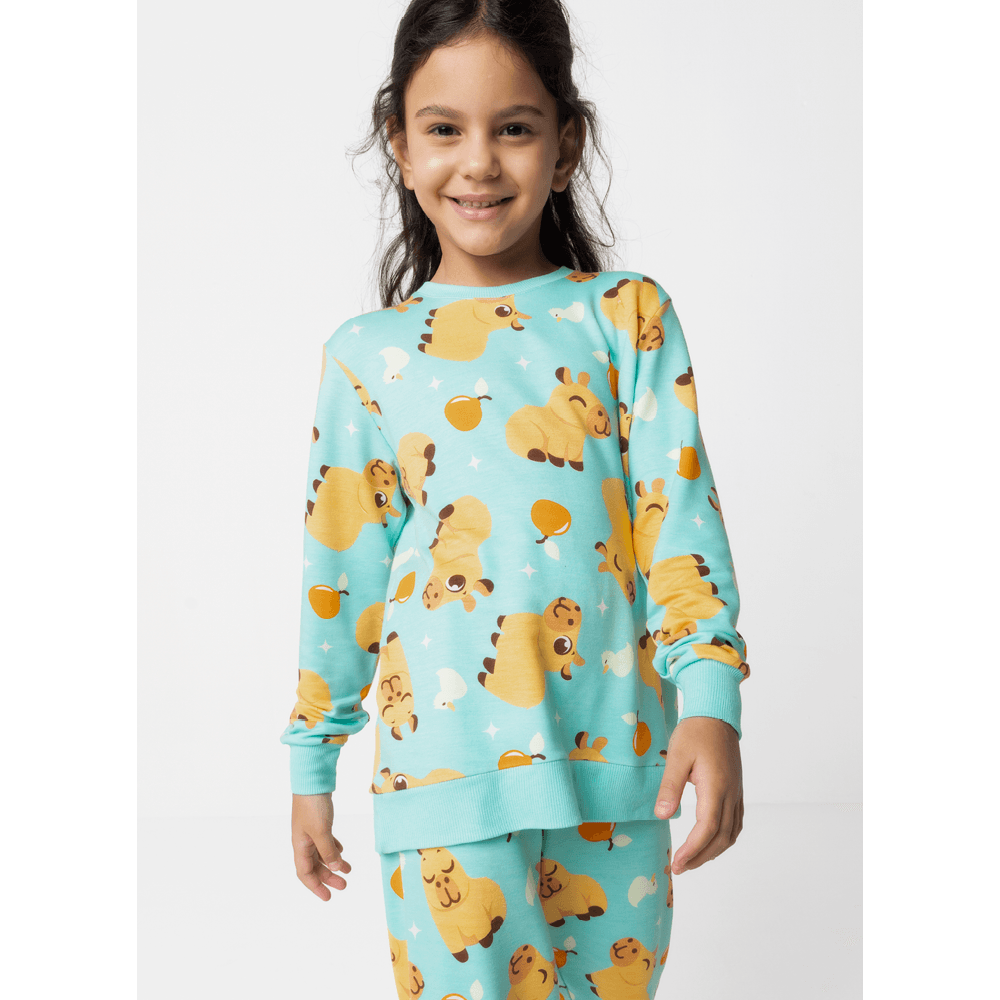 Pijama Manga Longa Ultra Visco Unissex Kids Capivara Vibes - 5