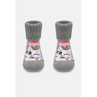 Meia Botinha Antiderrapante Bebê Menina Gata - 1