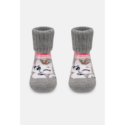 Meia Botinha Antiderrapante Bebê Menina Gata