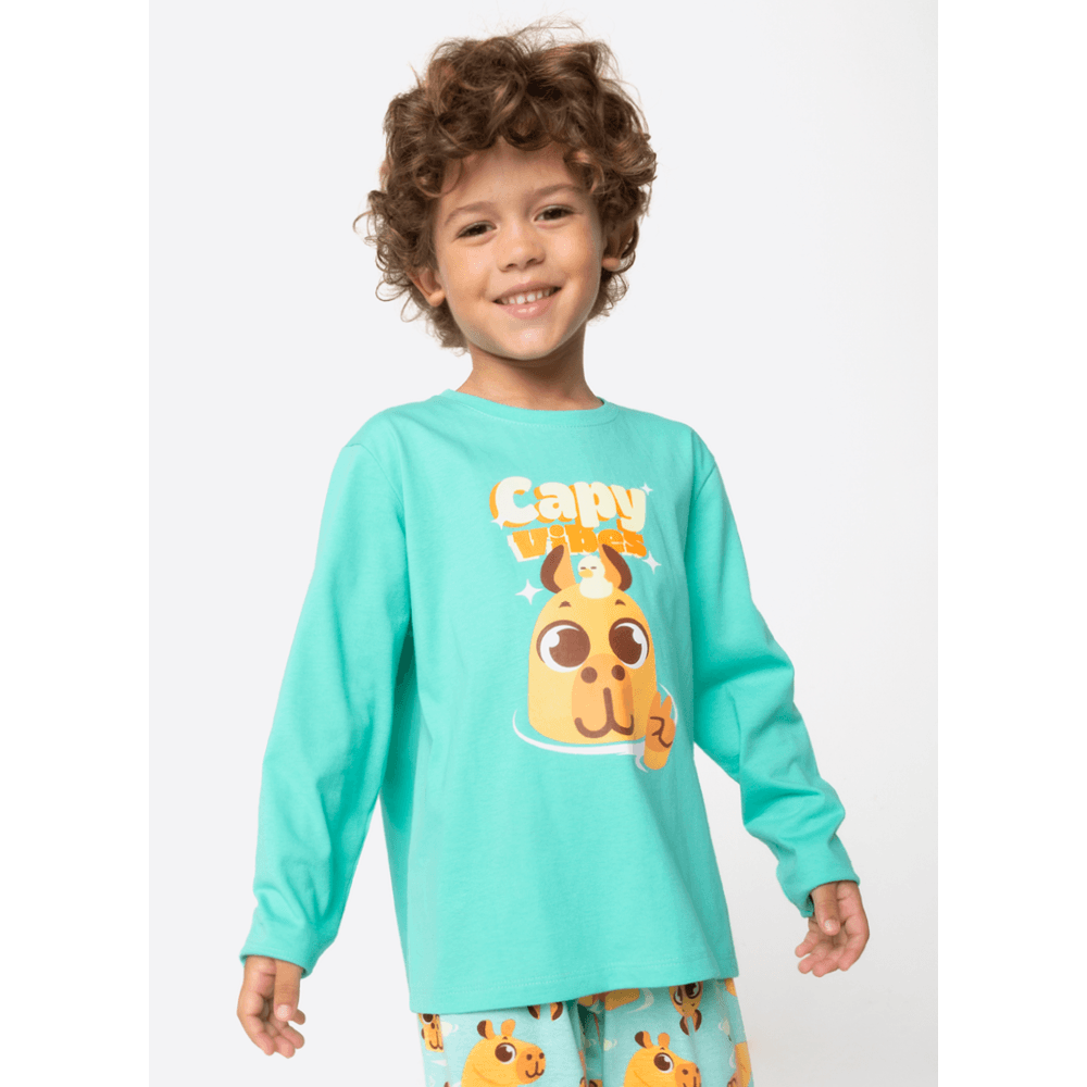 Pijama Manga Longa Algodão Menino Capivara Vibes - 2