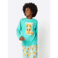Pijama Manga Longa Algodão Menino Teen Capivara Vibes - 3