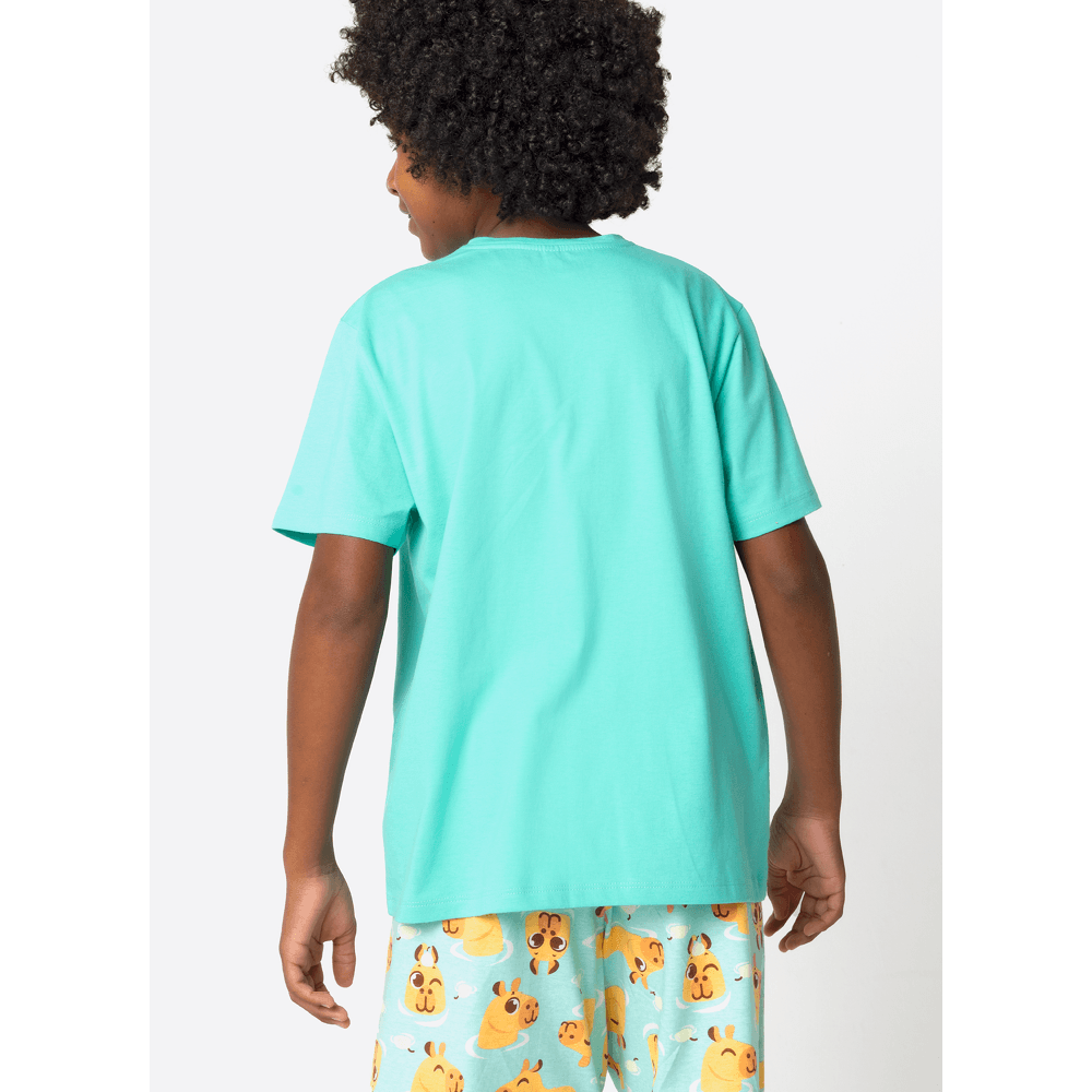 Pijama Manga Curta Algodão Menino Teen Capivara Vibes - 4