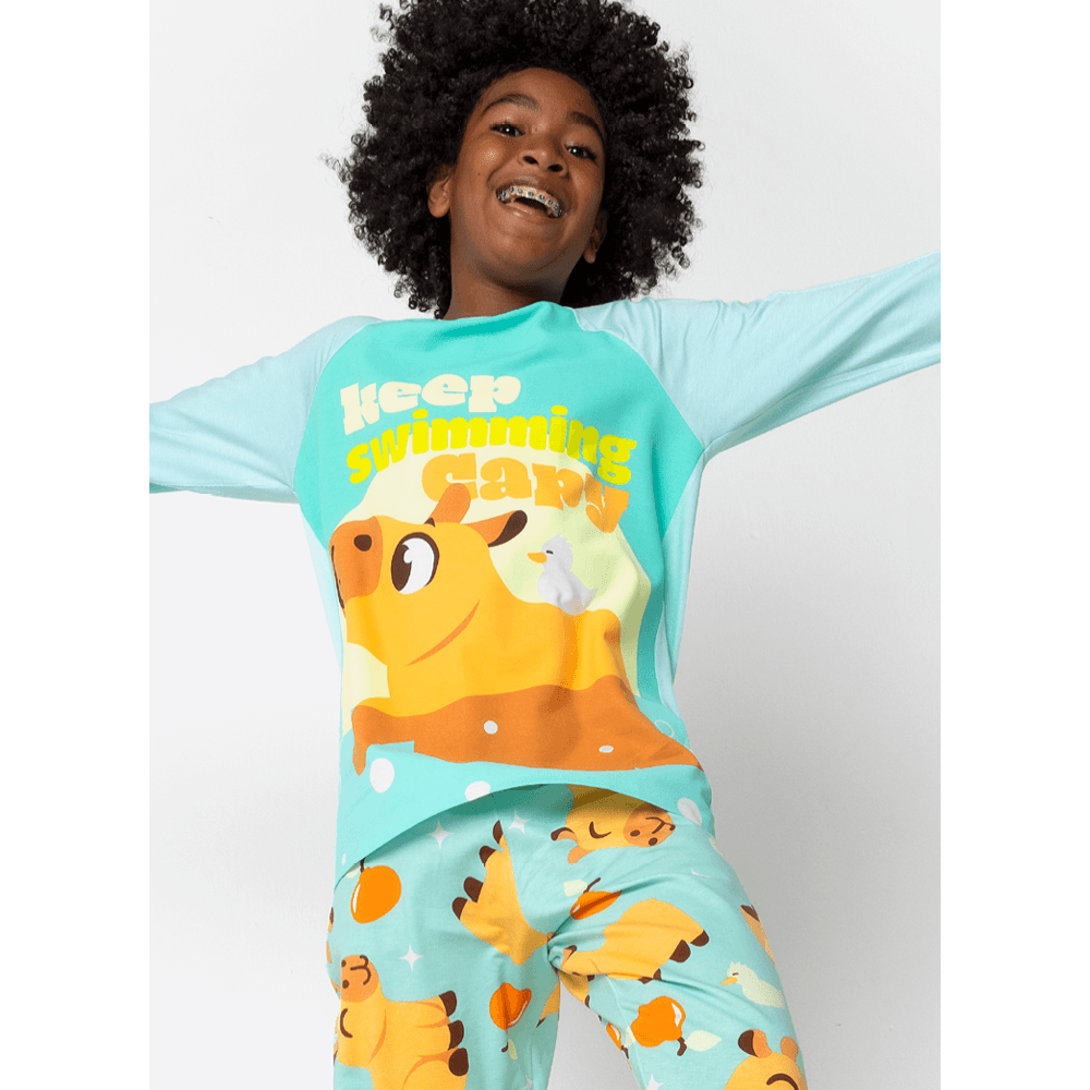 Pijama Manga Longa Viscolycra Menino Teen Capivara Vibes - 2