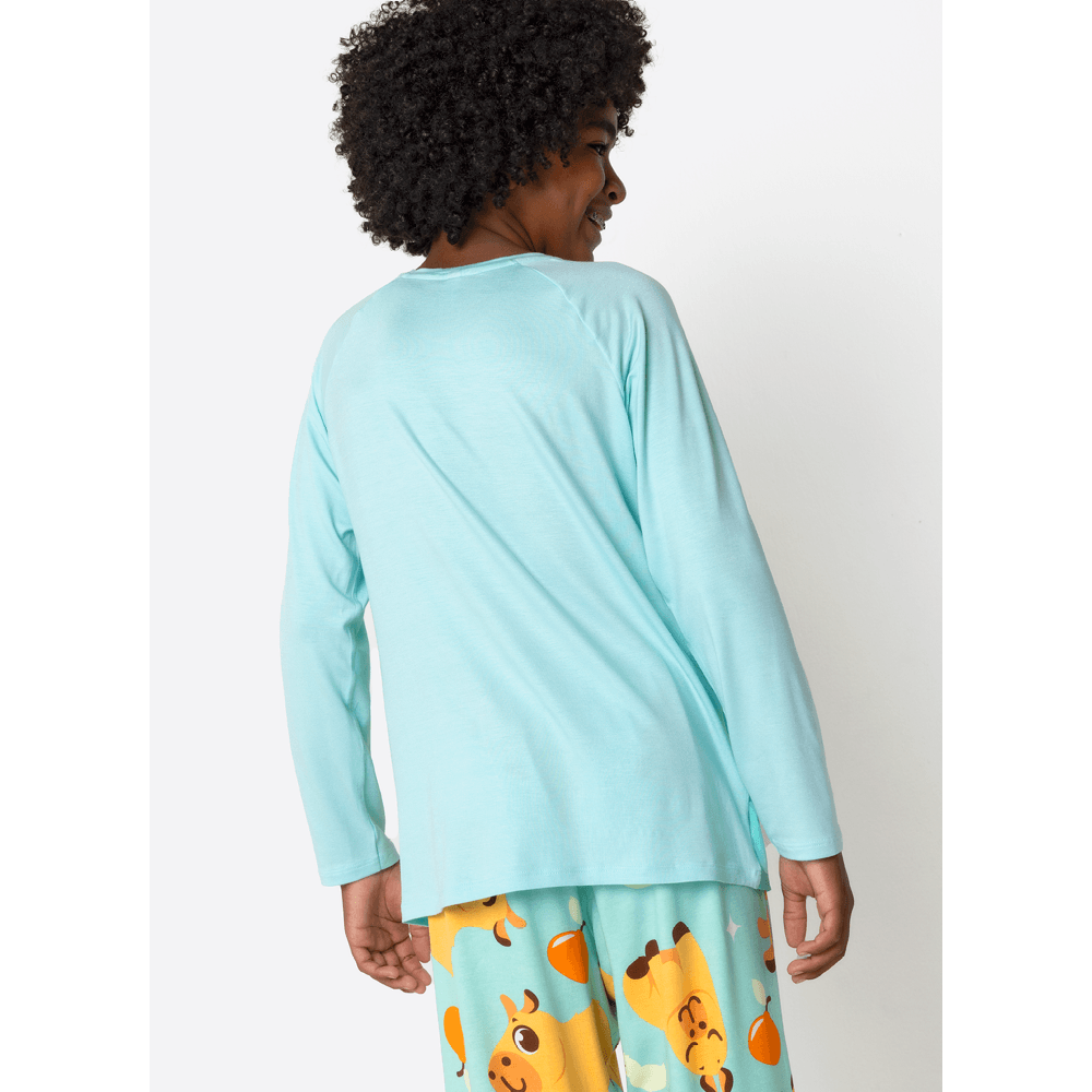 Pijama Manga Longa Viscolycra Menino Teen Capivara Vibes - 4