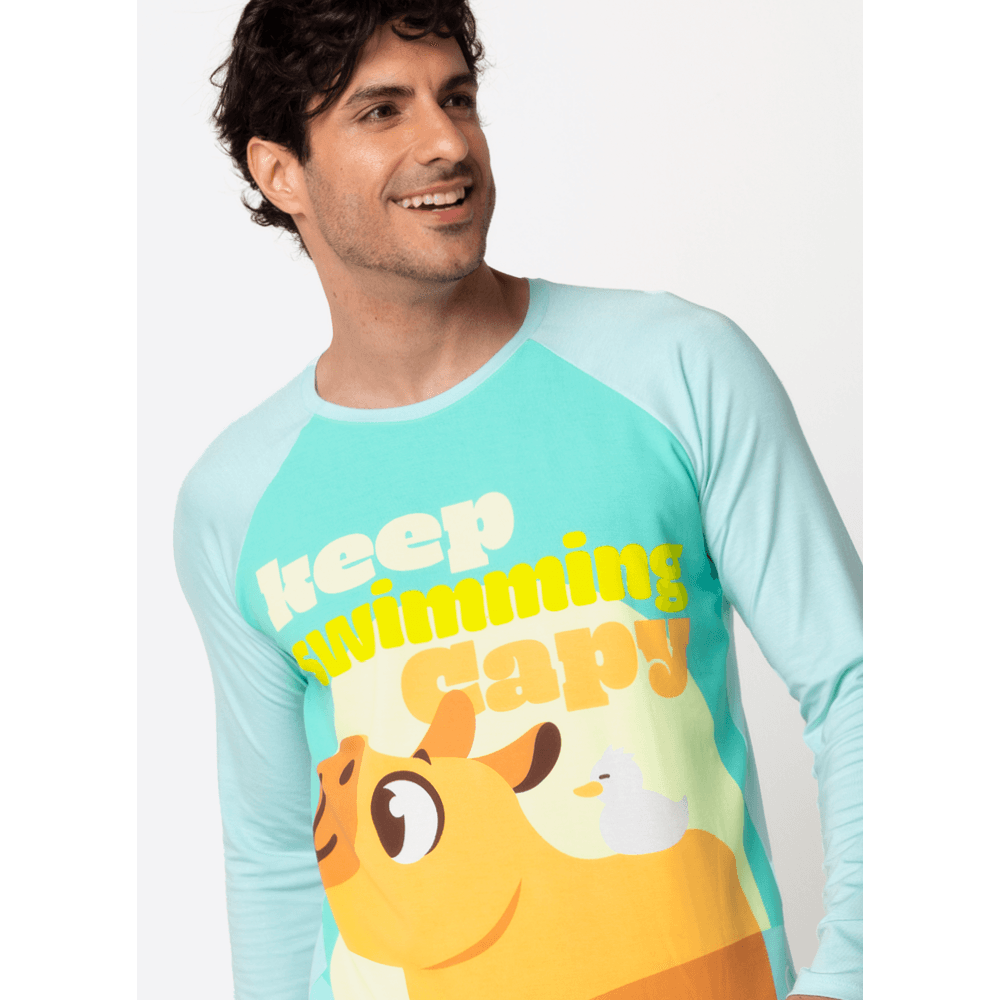 Pijama Manga Longa Viscolycra Masculino Capivara Vibes - 2