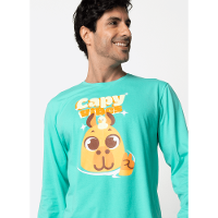 Pijama Manga Longa Algodão Masculino Capivara Vibes - 2
