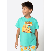 Pijama Manga Curta Algodão Menino Capivara Vibes - 1