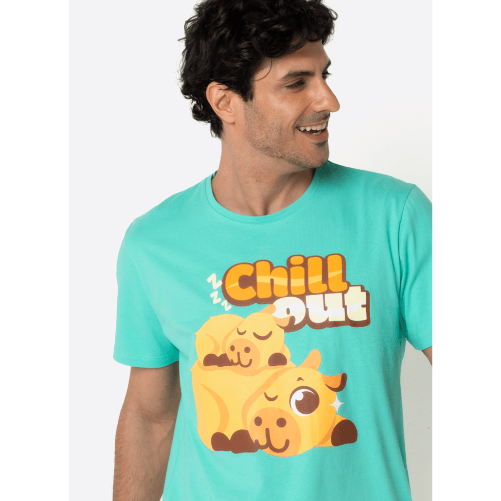 Pijama Manga Curta Algodão Masculino Capivara Vibes - 2