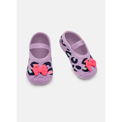 Meia Sapatilha Antiderrapante Bebê Menina Onça