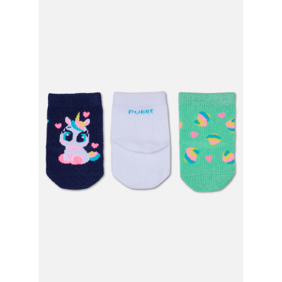 Kit com 3 meias Bebê Menina Unicórnio