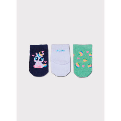 Kit com 3 meias Bebê Menina Unicórnio