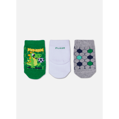 Kit com 3 meias Bebê Menino Dino